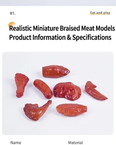 Detailed view of miniature braised meat toy models including chicken wings and feet