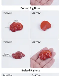 Detailed views and dimensions of a miniature braised pig nose food model mockup