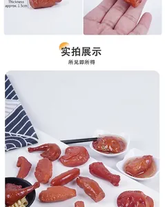 Detail collage showing miniature simulation braised food models with 1.5cm thickness