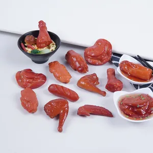 Realistic miniature food models featuring braised chicken and pork for dollhouses