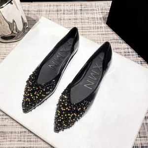 Scarpe Basse a Punta Donna Primavera Paillettes Strass Ballerine Luccicanti Slip On Taglia Comoda