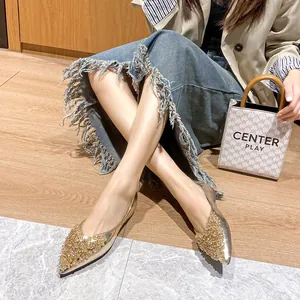 Ballerine a punta dorate con paillettes da donna stile fata eleganti per ogni occasione