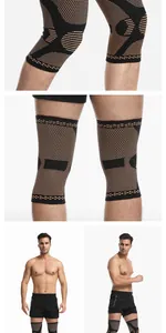 Detailansicht der schwarz-orangefarbenen Kupfer-Nylon-Kompressions-Kniebandagen