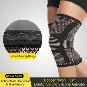 Genouillère de Compression en Fibre de Nylon Cuivre Protection Sportive pour Basket Cyclisme Fitness Soutien Articulaire Unisexe