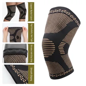 Genouillère de compression en nylon cuivré respirante pour le sport et le cyclisme