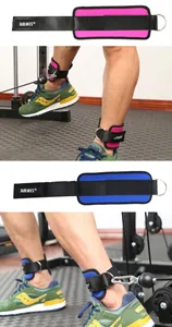 Nahaufnahme von verstellbaren Knöchelriemen an einer Kabelzugmaschine für das Beintraining.