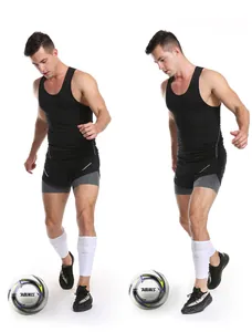 White compression soccer shin guard sleeves for adult sports training and protection