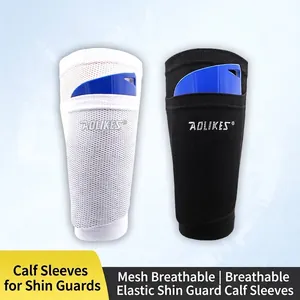 Breathable mesh football shin guard sleeves with pocket inserts for adults and kids