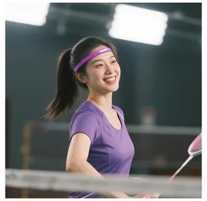 Close-up view of a purple Aolikes non-slip sports headband worn during outdoor sports activity