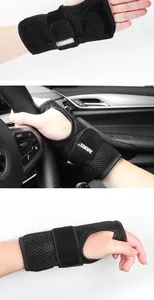 Breathable wrist splint brace for sprains and fractures shown during driving usage