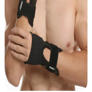 Close-up of Aolikes adjustable sports wrist guard with palm support on athlete's arm