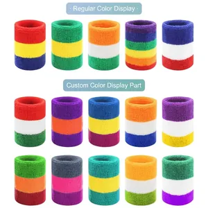 Colorful striped elastic towel wristbands for sports like basketball and volleyball