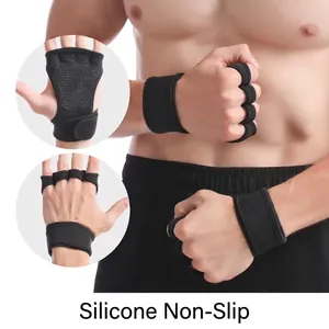 Professional Fitness Palm Guard Gloves Silicone Non-Slip Weightlifting Gloves With Adjustable Wrist Support For Men Women Workout