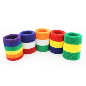 Five colorful elastic towel sports wristbands for basketball and volleyball
