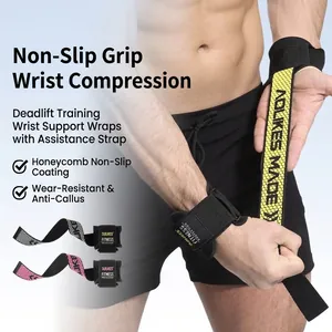 Cinghie di Sollevamento Professionali in Cotone Nylon Supporto per Polsi per Sollevamento Pesi Powerlifting Palestra Bodybuilding Allenamento della Forza Impugnature antiscivolo in silicone