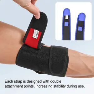 Adjustable breathable sports elbow brace with double attachment straps for stability