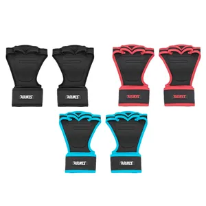 Non-slip silicone gym hand grips for weightlifting with adjustable wrist support
