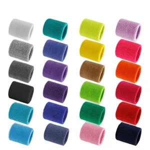 Pack of 24 colorful terry cloth sports wristbands for sweat absorption and protection