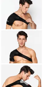 Detailed view of adjustable athletic shoulder brace for injury prevention and support