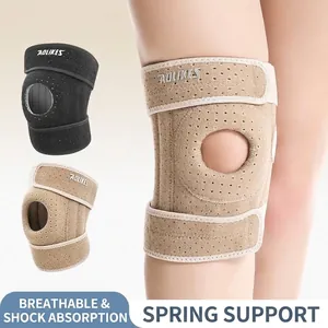 Professionele Sport Kniebeschermer Met 4 Veerondersteuning Siliconen Antislip Patella Bescherming Verstelbare Ademende Kniebrace Voor Basketbal Wandelen Fietsen Mannen Vrouwen