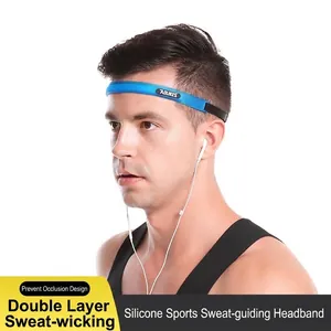 Aolikes breathable silicone sports headband for running and sweat protection in blue