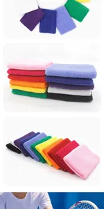 Close-up of assorted colorful cotton terry sweatbands for sports and tennis workout