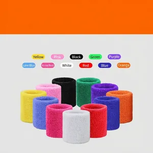 Set of 11 multi-color terry cloth sports wrist sweatbands for running and fitness exercise