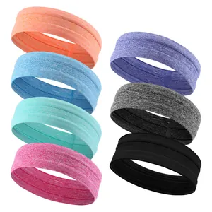 Set of 7 colorful non-slip sports headbands for yoga and running, marled texture