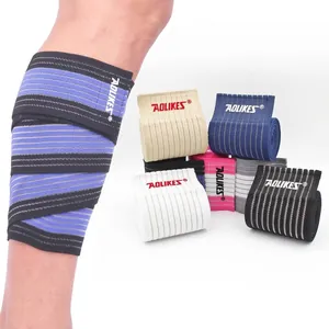 AOLIKES Elastic Compression Bandage For Calf Knee Leg Support Sports Brace Adjustable Knitting Wrap Guard Protector Running Basketball Fitness Unisex