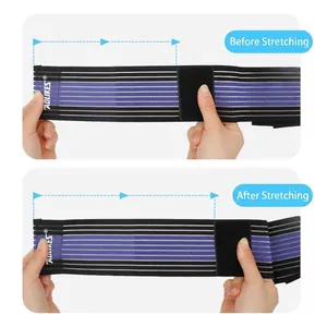Elastic sports compression bandage showing stretch flexibility and durability