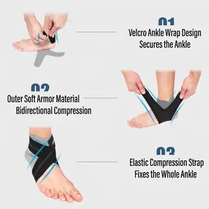 Tobillera de compresión transpirable con correas elásticas ajustables para deporte