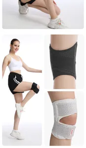 Close-up detail of breathable mesh knee brace for sports protection and joint support