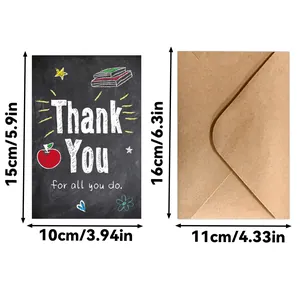 Tarjeta de agradecimiento para profesores y sobre kraft, medidas 10x15cm y 11x16cm set