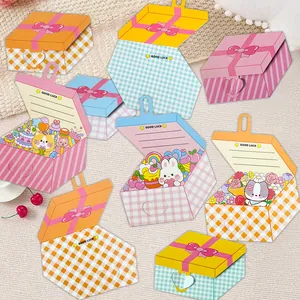 Biglietto di Auguri Pop-up 3D Con Scatola Regalo Stile Ins Gatto Cartone Animato Floreale Biglietto Pieghevole Per Compleanno Amici Coppie