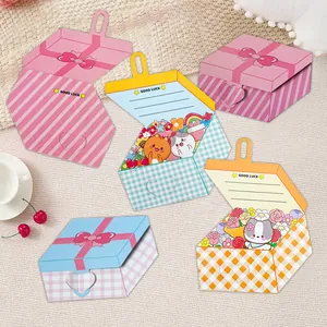 Set di biglietti d'auguri creativi a scatola regalo 3D pieghevoli con gatti cartoni