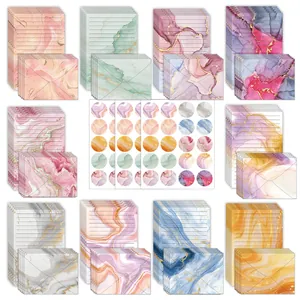 160pcs watercolor marble stationery set including letter paper, envelopes and stickers