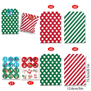 Exklusives 24-teiliges Weihnachts-Süßigkeiten-Tüten-Set mit bunten Aufklebern
