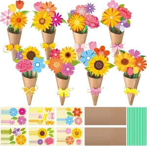 Juego de tarjetas de felicitación ramo de flores de papel DIY con 8 diseños florales