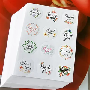 Pegatinas Redondas de Sellado Thank You Patrón Floral Animal Etiquetas Autoadhesivas para Empaque de Regalo Pegatina Decorativa