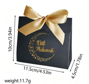 Dettaglio sacchetto regalo nero Eid, dimensioni 11,5x10x4,5cm e peso totale 11,7g