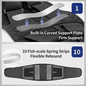Faja deportiva de soporte lumbar con 10 tiras de resorte y placa de soporte curva