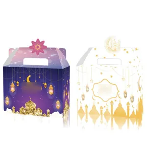 Scatola di caramelle Ramadan con design luna e stelle per regali