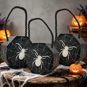 Halloween Spinnennetz Süßigkeitenbeutel Tragbare 3D Achteckige Karton Geschenkschachtel Für Kinder Party Dekoration