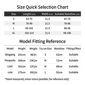Detailed size chart for adjustable lumbar support belt with pulley system for relief