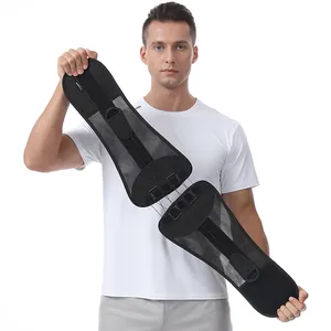 Breathable lumbar support belt with adjustable pulley system for back protection.