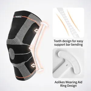 Genouillère de sport professionnelle avec barres de soutien et boucles d'enfilage