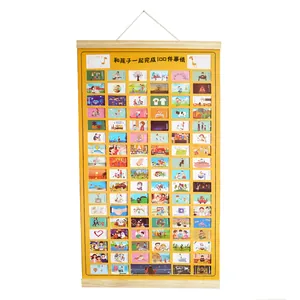 Interactive 100 things to do with Dad scratch-off checklist poster with wooden wall hanger