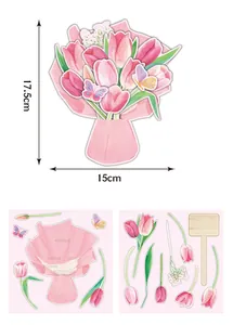 Kit fai-da-te per biglietto d'auguri bouquet di tulipani fatto a mano, 17,5cm x 15cm