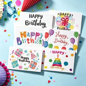 Set di Biglietti d'Auguri di Buon Compleanno Con Buste Acquerello Floreale Animale Stampato Biglietti per Regalo di Compleanno