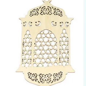Handgemaakt houten lantaarn ornament met verfijnde islamitische sterpatronen